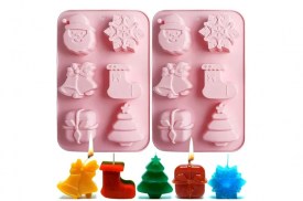 Molde silicona rectangular 6 figuras Navidad